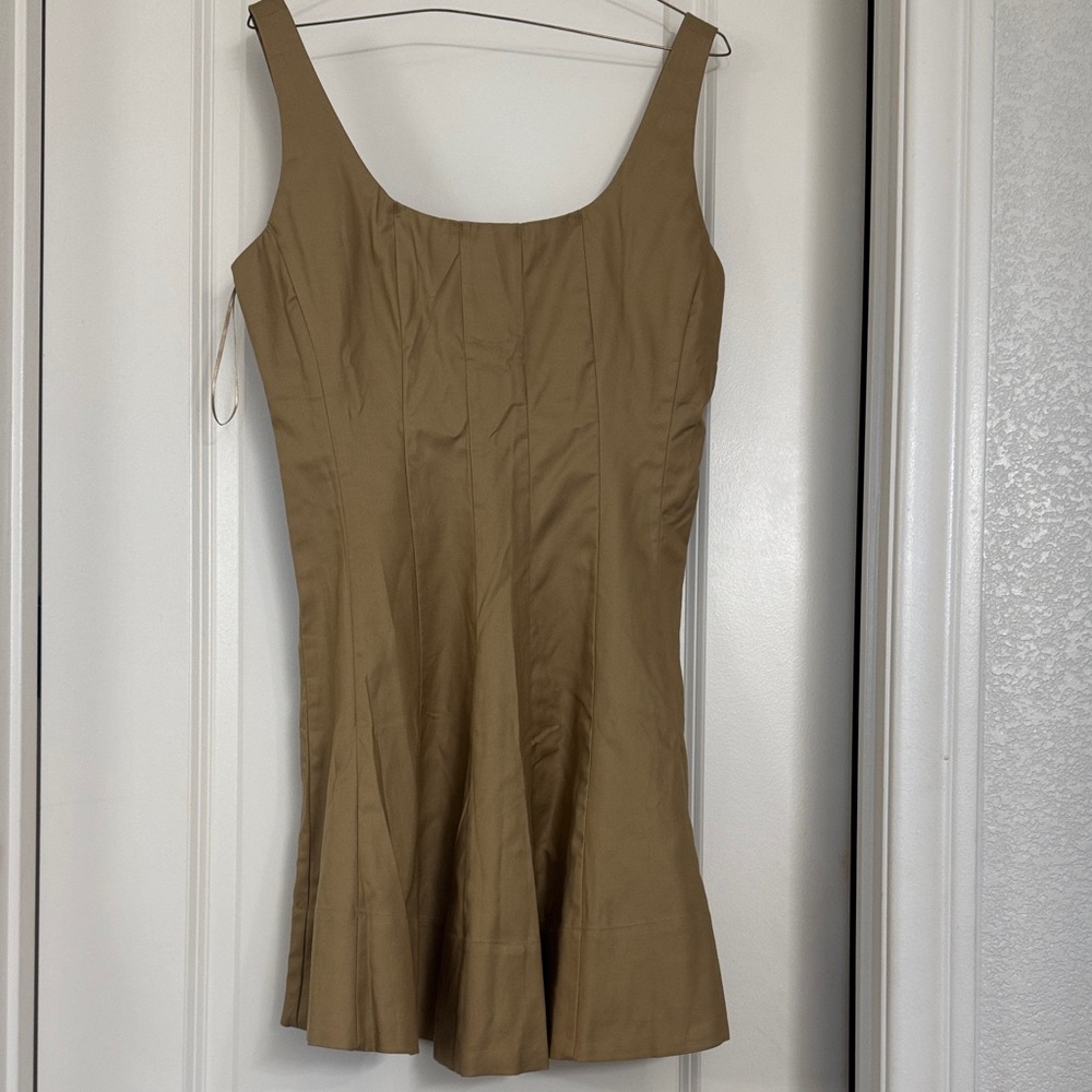 Tan Sleeveless Dress Banana Republic Pleated A line Shift Dress NWT 10